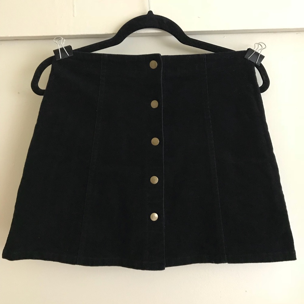 A-line Corduroy Skirt with Snap Buttons